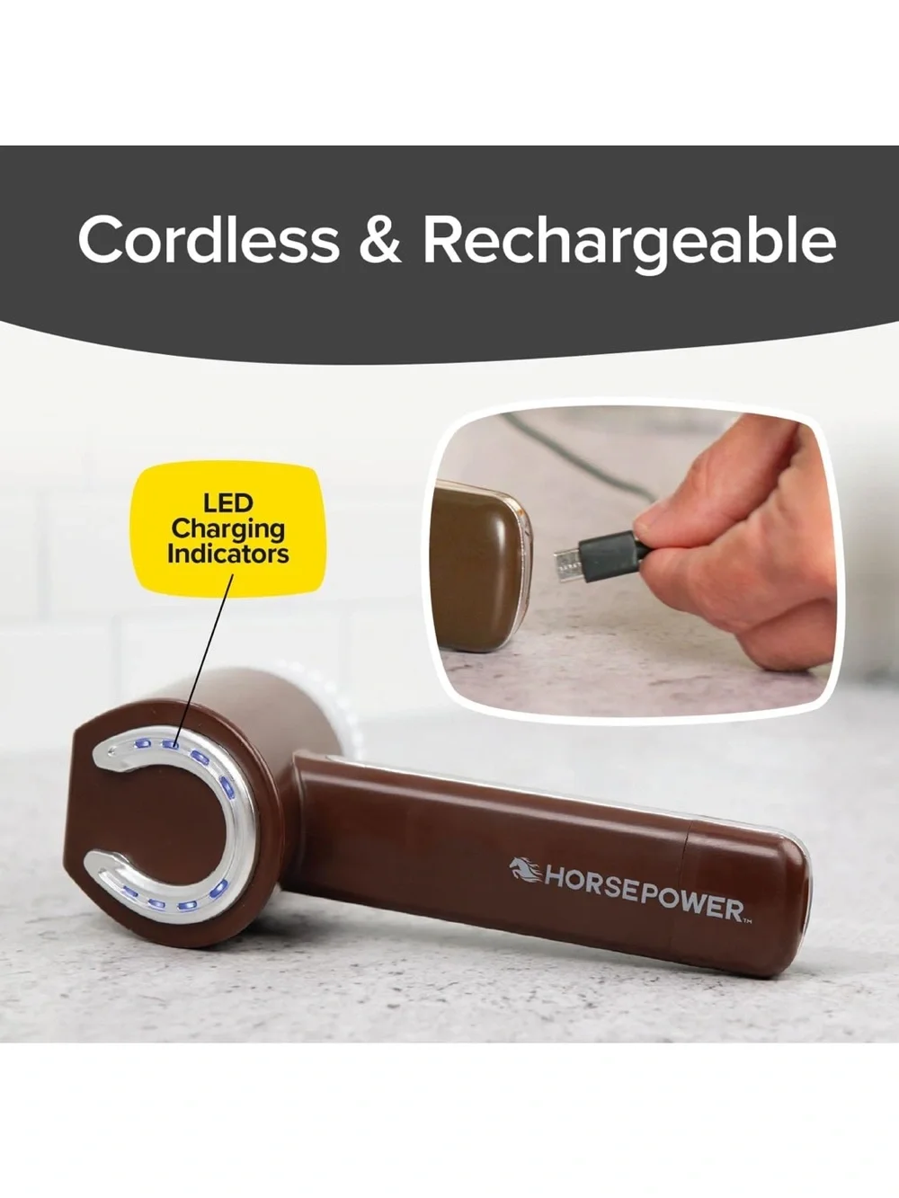 Horsepower Electric Power Scrubber, Waterproof, 350 RPM, 5 Brush Heads